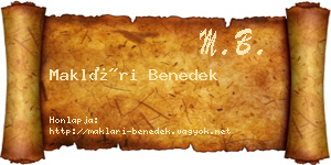 Maklári Benedek névjegykártya