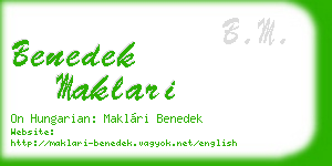 benedek maklari business card