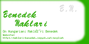 benedek maklari business card